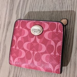 Coach Small Leather Wallet Purple/Pink